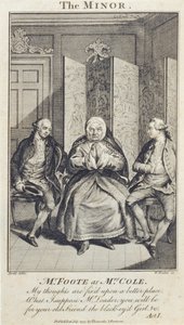 1777年にWウォーカーによって彫刻された「マイナー」のコール夫人としてのフット氏 作： Daniel Dodd